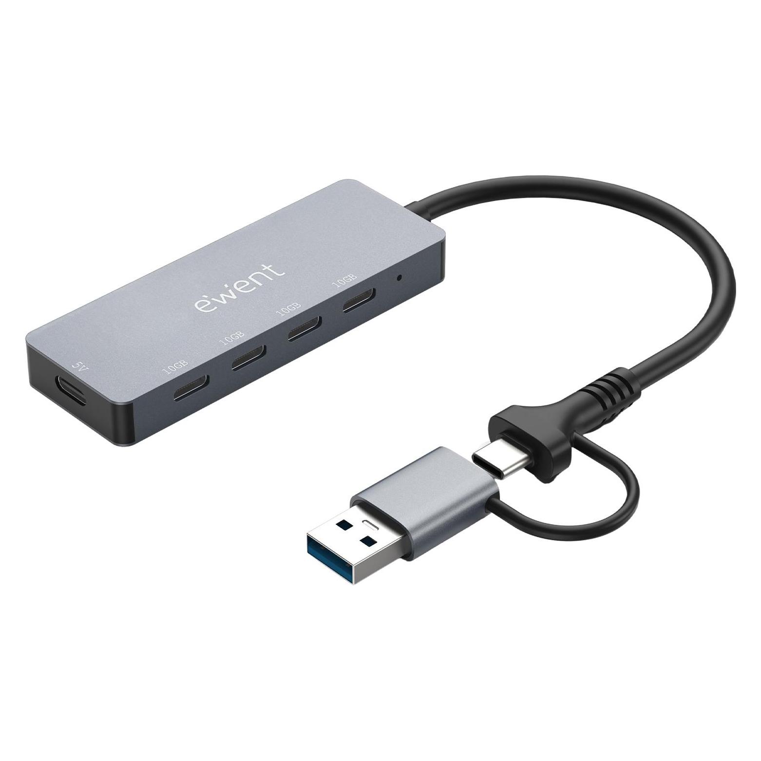 Ewent Hub USB 3.2 Gen 1 USB-A-C a 7 porte con interruttori, adattatore di alimentazione, USB-A e USB-C (USB-C, 7 Ports) (EW1151)