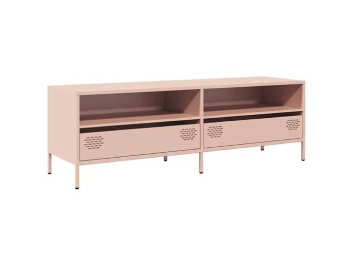 LKJephalotrope TV-Schrank Rosa 135x39x43,5 cm Metall Lowboard Zwei Fächer und zwei Schubladen bieten geordneten Stauraum für Wohnzimmer und Schlafzimmer mit verstellbaren Stellfüßen.