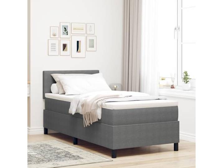 SKTQYQO Boxspringbett Mit Matratze & LED-Licht Grau Multifunktionales Bett Hotel Bettrahmen Geeignet Für Hotels Und Studien 90x200Cm Cord Velvet Fabric