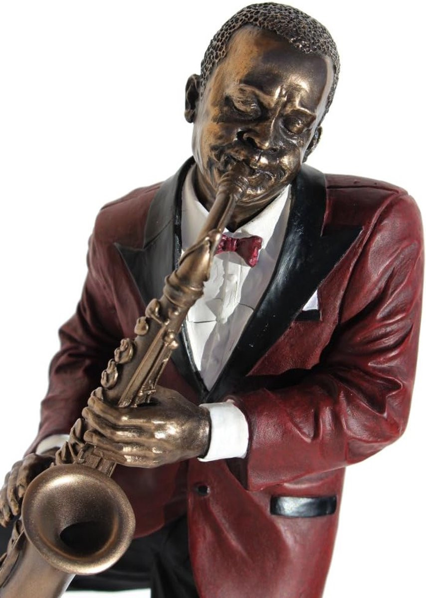 Jazzmuzikant Beeldje Saxofonist Bronskleurig Decoratie Hoogte: 26 cm