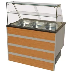 Buffet Kühltheke GUETTA | LED | 3x 1/1 GN | HxBxT 85/135x107x80cm | +0/+10°C | Braun | + CHEFGASTRO Geschirrtuch