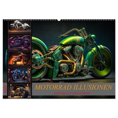 Motorrad illusionen (Wandkalender 2027 DIN A2 quer), CALVENDO Monatskalender