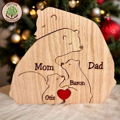 Inspired Finds Custom Name Bear Family Puzzle Ornament Personalized Wooden Keepsake Gift customized 6 Bears