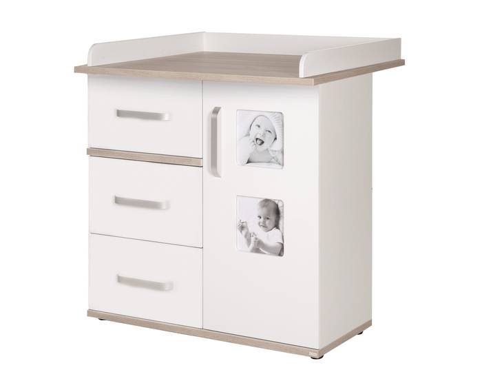 Wickelkommode 'Moritz' mit Wickelansatz, Wickeltisch mit 2 Bilderrahmen, Wickelhöhe: 94 cm