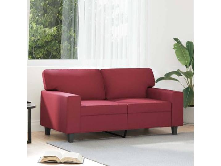 HEFZGDB Weinrotes 2-Sitzer-Sofa 120 cm Breite Kunstleder Polstermöbel mit Metallgestell, Langlebiges Schmutzabweisendes Design für Wohnzimmer, Bequeme Sitzfläche und Luxuriöser Look,