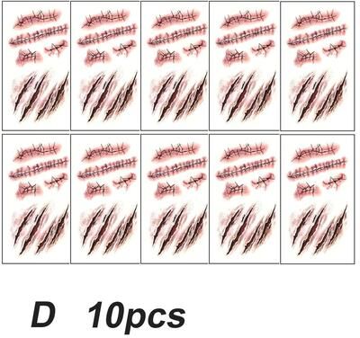Uplift Treasures Halloween Scar Temporary Tattoo Stickers Waterproof Fake Blood Wound Decals d 10pcs