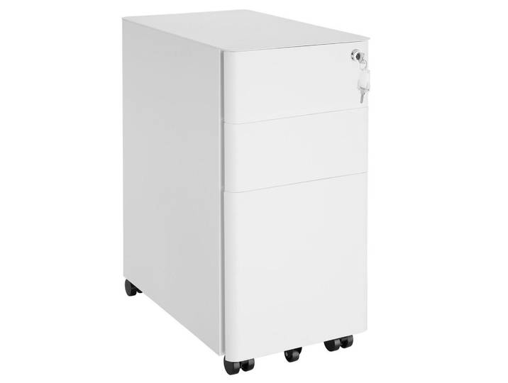 tectake Aktenrollschrank Parvus, 30 x 50 x 59,5 cm, weiß, Weiß, Quadratisch, 30x59.5x50 cm, Büromöbel, Schreibtischcontainer, Rollcontainer