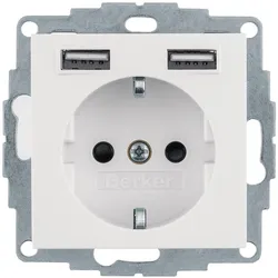 Berker, Steckdose, Steckdose SCHUKO/USB S.1 48031909 polarweiss matt