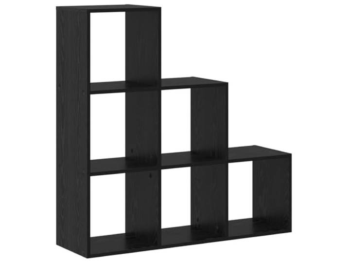 KDVXBCQJH Raumteiler Standregal Schwarz Eichen-Optik 99x29x99 cm Freistehender Würfel-Organiser mit 6 Fächern aus Holzwerkstoff für Schlafzimmer und Wohnzimmer.
