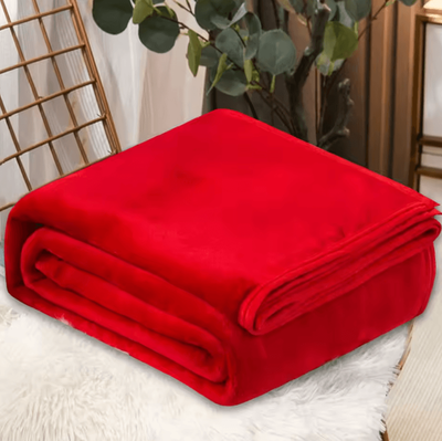 Inspire Curations Soft Coral Fleece Travel And Bed Blanket red 100x150cm