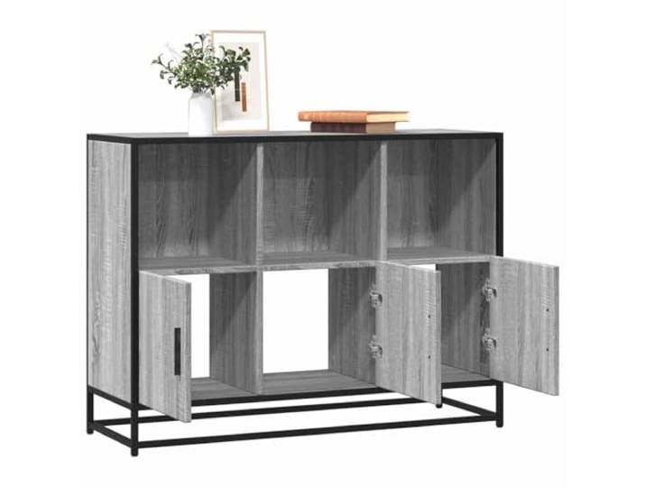 HEFZGDB Industrielles Aufbewahrungsmöbel Sideboard Grau Sonoma 100x35x76 cm aus Holzwerkstoff langlebig, modernes Sideboard mit Metallgestell und reichlich Stauraum als Beistellschrank
