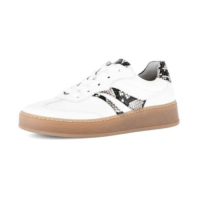 Plateausneaker GABOR "FLORENZ", Damen, Gr. 41, braun (weiß, natur), Kalbsleder, Reptilienprägung, Schuhe Plateausneaker, Freizeitschuh, Halbschuh, Schnürer, im Retrolook, Weite G (=weit)