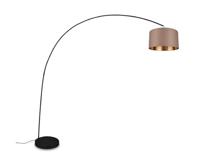 Trio Lampadaire Mansur 419200141\, métal noir mat\, abat-jour taupe/doré\, sauf 1x E27