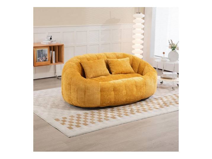 LuxusKollektion Sofa Sitzsack Sofa Zweisitzer Highback Memory Chenille Gelbe Chenille