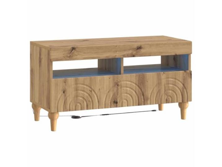 LED-Fernsehschrank aus Holz, handwerkliche Eiche, schlankes Design Um 90 Grad drehbare Türen, flexible LED-Leuchten, feuchtigkeitsbeständig, 14,6 kg, moderner Stil