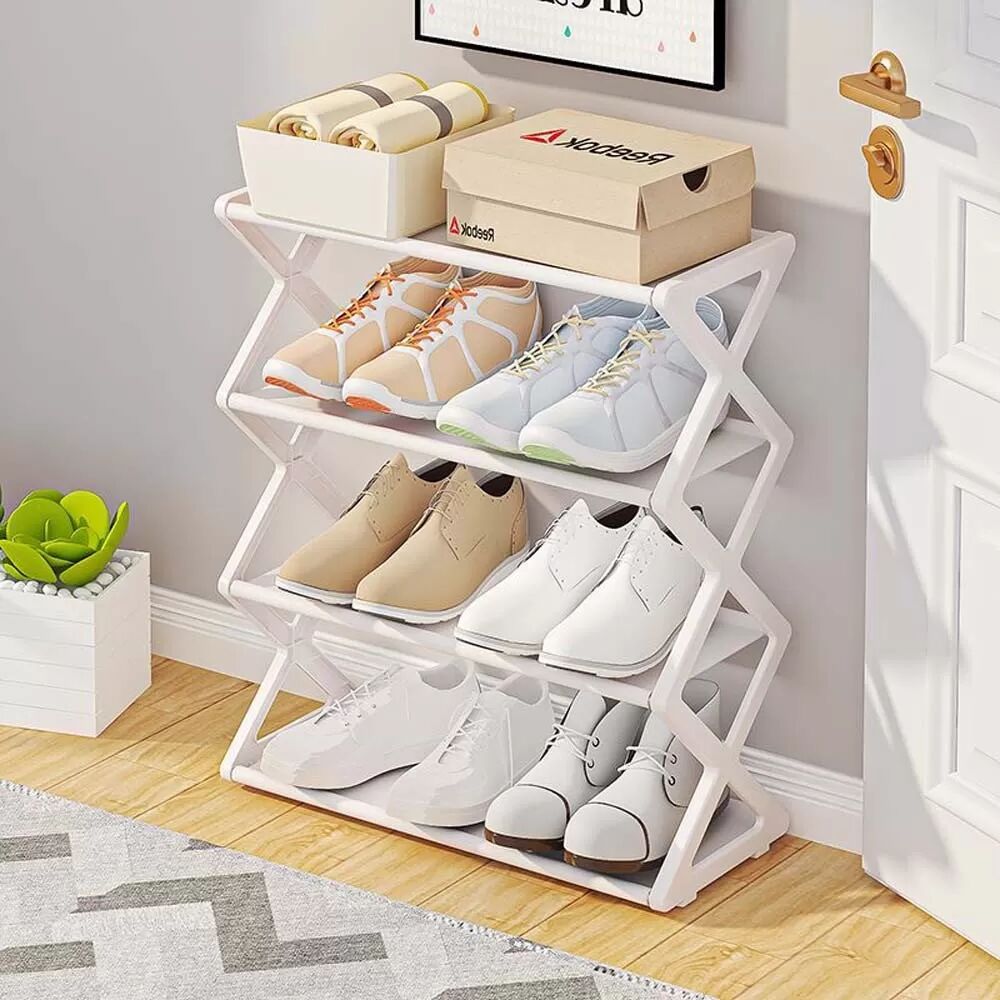 INF X-förmiges Schuhregal: Multifunktional, einfach zu montieren, ideal für Zuhause und Studentenwohnheime Weiß