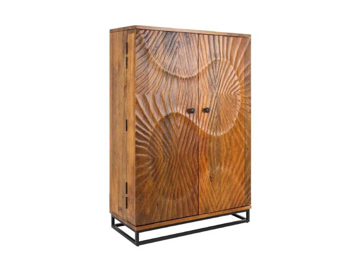 Massivholz Design Barschrank „Skorpion“ Mangoholz Schwarz / Natural Invicta Interiors