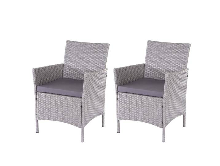 POLY-RATTAN SESSEL HALDEN Grau, Anthrazit 2er-Set