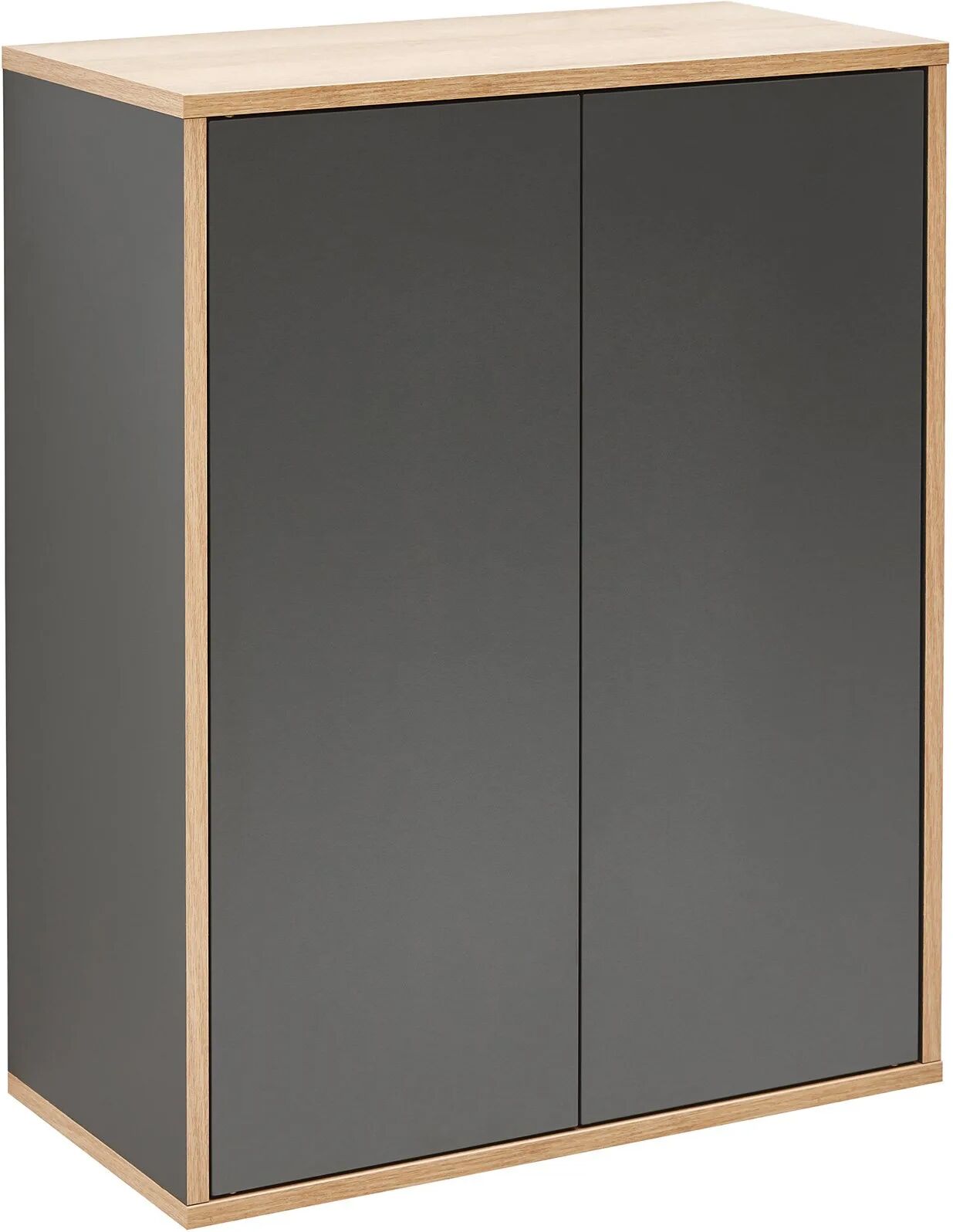 FACKELMANN FINN Doppel Midischrank 60 cm breit, Anthrazit/Braun hell