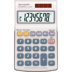 Sharp Taschenrechner EL-250S, MwSt-Berechnung, 8-stelliges LC-Display, Solar- & Batteriebetrieb