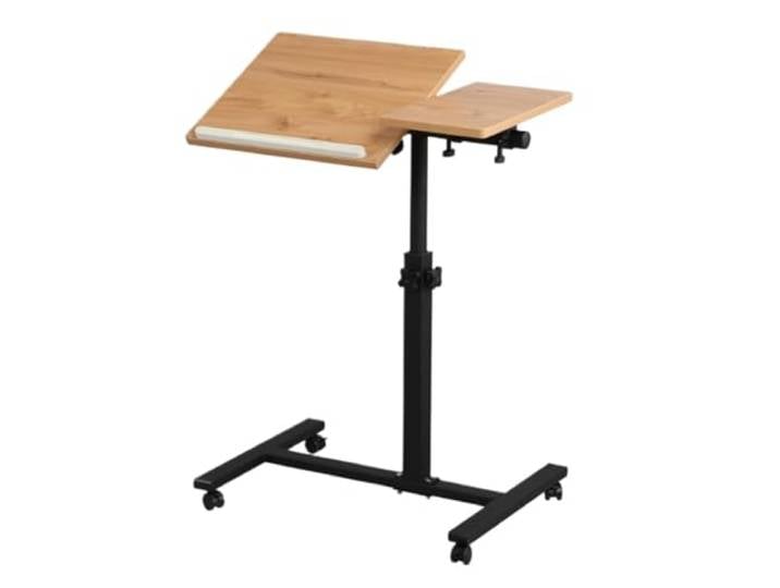 GTOULHH Überbetttisch Verstellbarer Beistelltisch, Abnehmbarer, Kippbarer Desktop, Mobiler Stehpult, Überbett, Nachttisch Mit Rädern Sofa Beistelltisch für Zuhause(Wood)