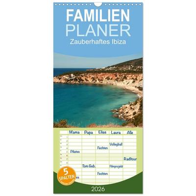 Familienplaner 2026 - Zauberhaftes Ibiza mit 5 Spalten (Wandkalender, 21 x 45 cm) CALVENDO