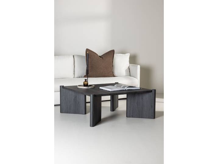 Couchtisch VENTURE HOME Rogaland, quadratischer Couchtisch, modern & elegant, 100 × 100 cm , schwarz (schwarz, schwarz, schwarz), B:100cm H:40cm T:100cm, Tische, Couchtisch, Sofatisch, MDF, quadratisch, niedrig, geräumig, raffiniert