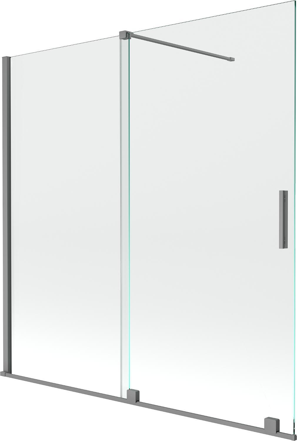 Mexen Velar Duschwand, 2-flügelig, 160 x 150 cm, transparent, Gun Metal - 896-160-000-01-95