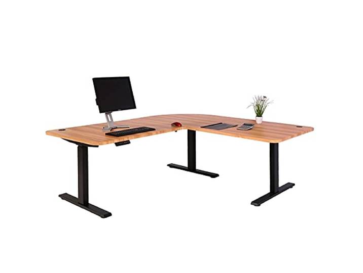 Mendler Eck-Schreibtisch HWC-D40 178x178cm - Eiche-Dekor, schwarz