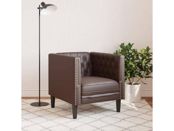 SWEETY@ Fauteuil Chesterfield - Canapé simple - pour salon/chambre - marron similicuir LL583
