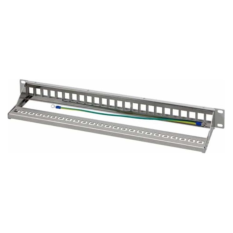 LogiLink 19" Patchpanel für 24 Keystone-Module, mit Beschriftungsfeldern u. Kabelabfang (NK4057)
