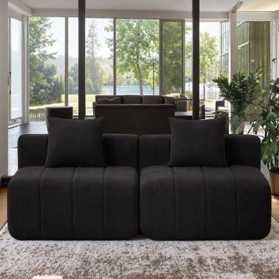"65"" Chenille Modular Sofa with Piano Key Seat Design and 2 Pillows"
