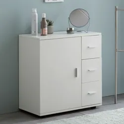 FineBuy Badschrank Midischrank Weiß Badezimmerschrank Matt Kommode
