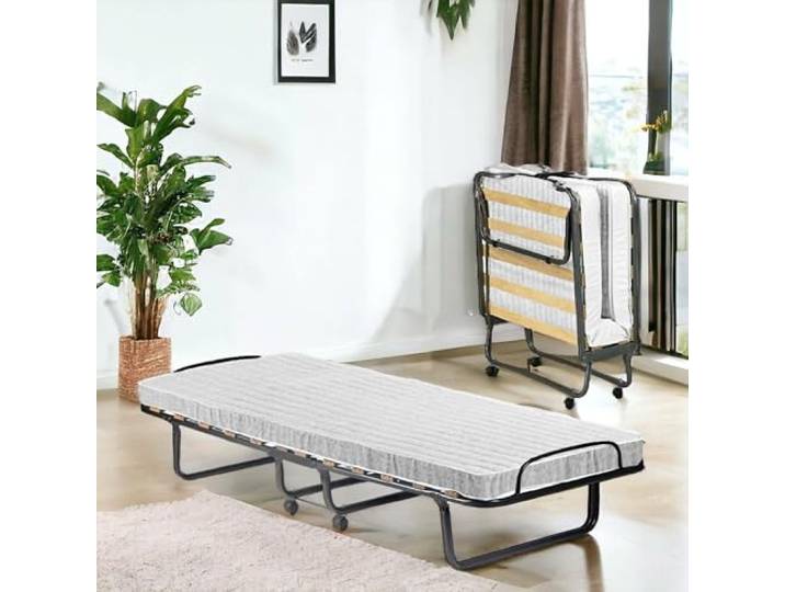 Talamo Italia Klappbett Oliveto Weiß Matratze inklusive Matratze 80 x 190 x 10 cm, gepolstertes Bett