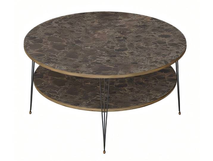 Xlmoebel Couchtisch Eleganter runder Couchtisch aus braunem Holz von XLMOEBEL (Packung, Runder Couchtisch), Made in Europa