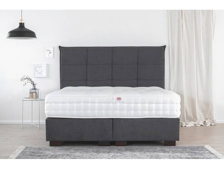 Boxspringbett KINGSTON 200x200 cm - verschiedene Farben und Bezüge verfügbar - konfigurierbar - mit Matratze - mit gestepptem Kopfteil