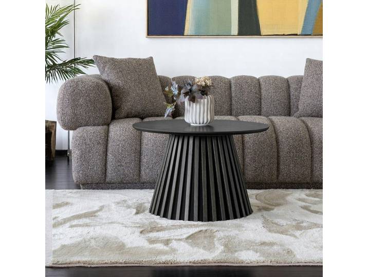 Table basse ronde en chêne moderne AMSTERDAM - Chêne noir