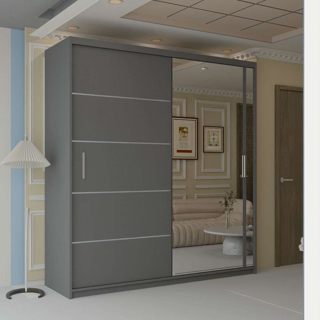 Metro 2 Door Sliding Wardrobe Grey 217cm H x 203" W x 62cm D