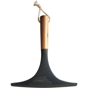 MSV Duschabzieher Duschwischer, Bambus & Kunststoff, schwarz, mit Gummilippe, Wischbreite 25 cm