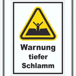 HB-Druck Aufkleber Warnung tiefer Schlamm A9 (37x52mm)