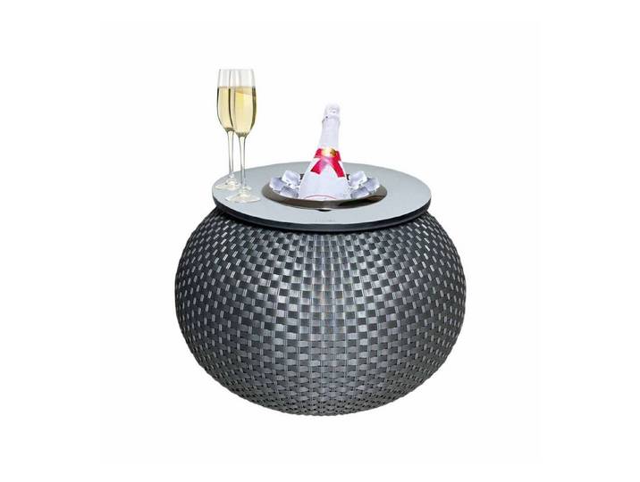 COOTAB Cooler Table Beistelltisch Milano 3-in-1 Loungetisch mit Edelstahl-Kühler (1-St), Wetterfest, Pflegeleicht, Hitzebeständig, Verstellbare Füße