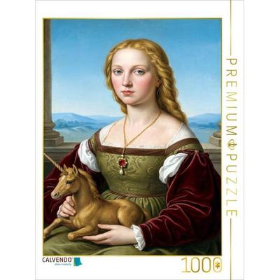 CALVENDO Puzzle Bildnis einer Dame mit dem Einhorn | 1000 Teile Lege-Größe 64x48cm Foto-Puzzle für glückliche Stunden