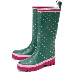 Tchibo - Gepunktete Regenstiefel - Damen - Gr. 37 - dunkelgrün/gepunktet