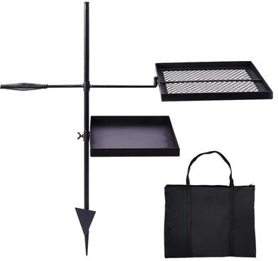 Swivel Campfire Grill Skillet Combo Portable Heavy Duty Camping Grill Grate
