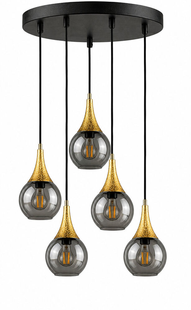 George Oliver Creekmore 5 - Light Cluster Pendant Black/Gold/Grey