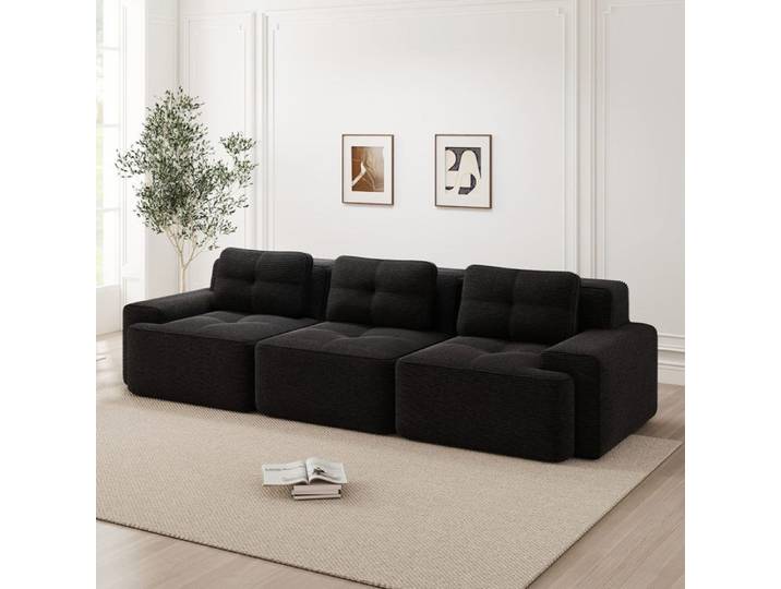 Canapé Modulable Cloud Boneless Sofa Canapé 3 places velours côtelé Canapé scandinave Canapé salon Noir(sans assemblage)