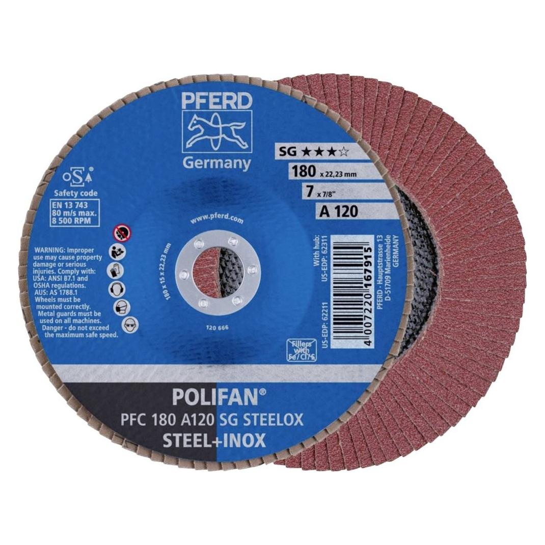 Pferd POLIFAN-Fächerscheibe PFC 180 A 120 SG/22.23 VPE: 10 (120) (PFC 180 A 120 SG STEELOX)
