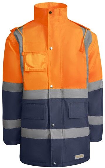 Parka haute visibilité publicitaire rembourrée Merak XXXXL MARINE/ORANGE FLUO