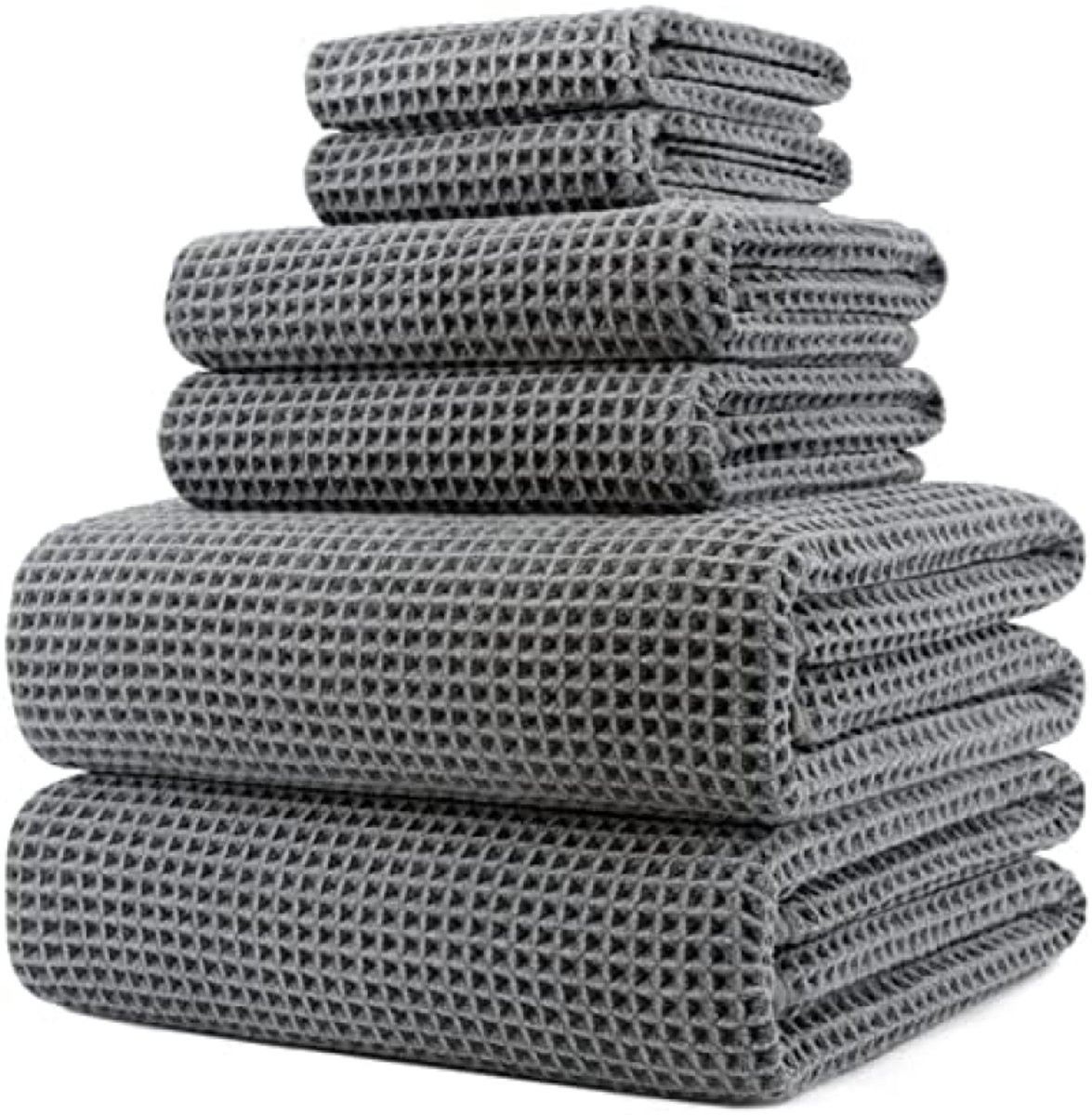 PromoHome Microvezel Badhanddoeken Set 6-delig - Luxe Wafelweefsel - Grijs