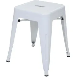 Proregal Hocker | Sitzhöhe 46cm | Metall, Industriedesign, stapelbar | Weiß | Metallhocker Sitzhocker